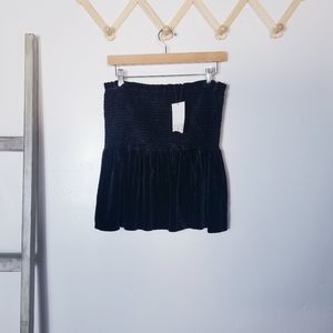 NWT ZARA TUBE TOP BLACK VELVET SIZE LARGE